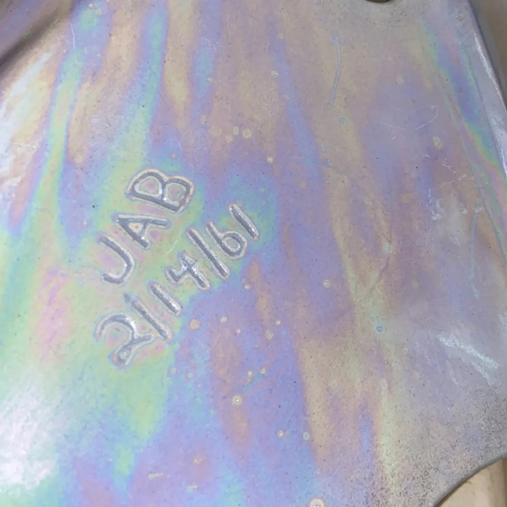 2/14/61 Unique JAB Iridescent Blue Shell Display Ceramic Tray - Picture 14 of 17
